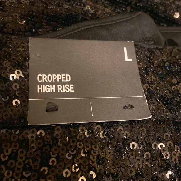 Express Black Sequin Crop Pleated High Waisted Trouser Size L NWT- Party Wear - Picture 5 of 13